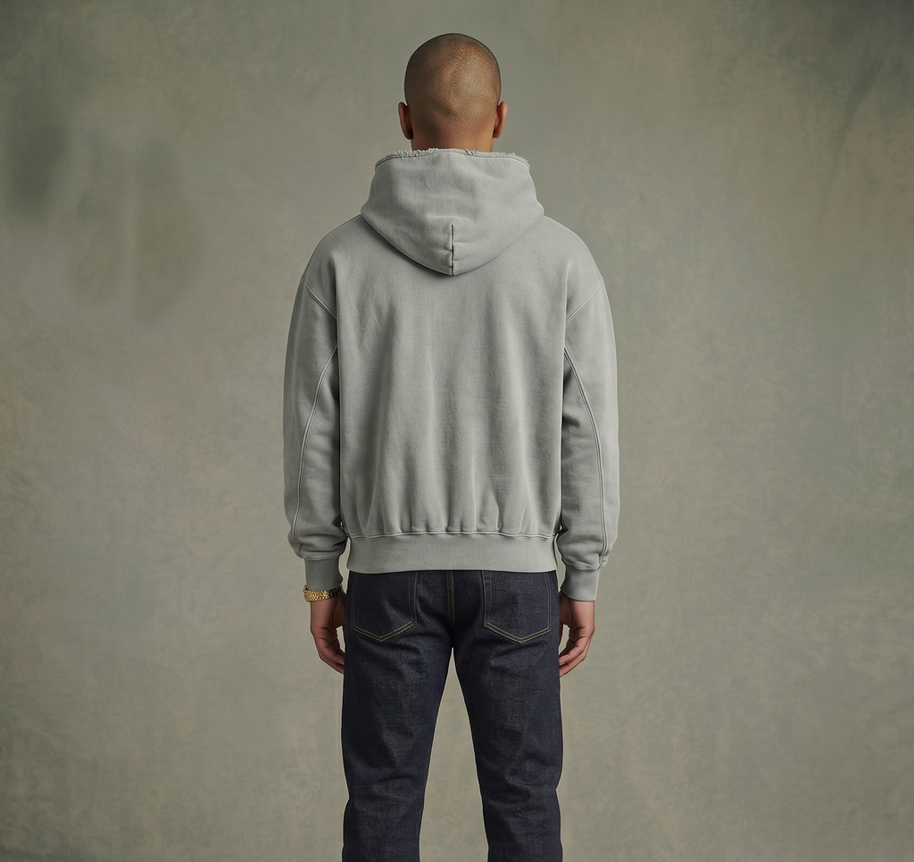 Frayed Enzyme Washed Fleece Hoodie