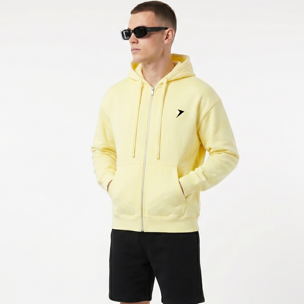 Drop-Shoulder Zip Up Hoodie