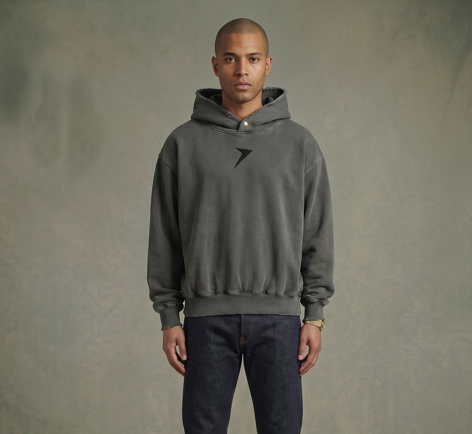 Frayed Enzyme Washed Fleece Hoodie