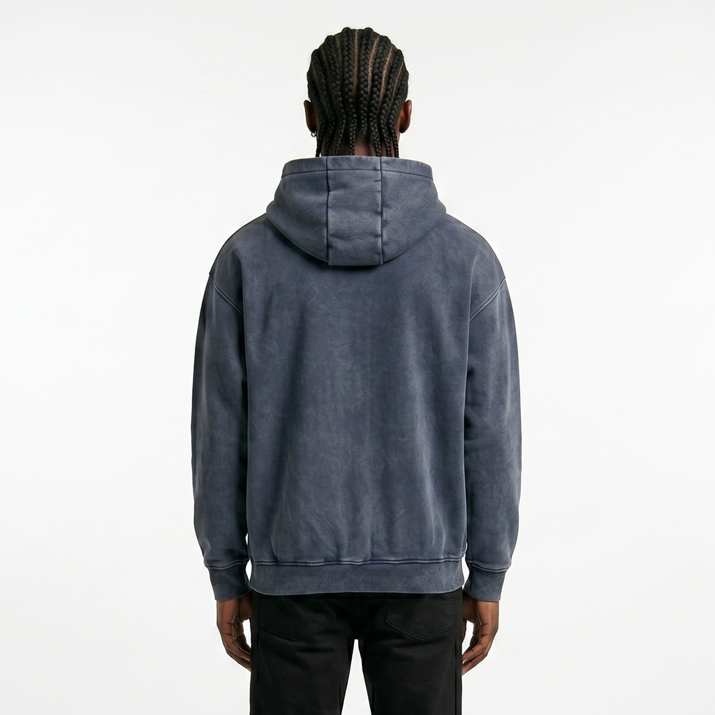 Snow Washed Zip-Through Fleece Hoodie