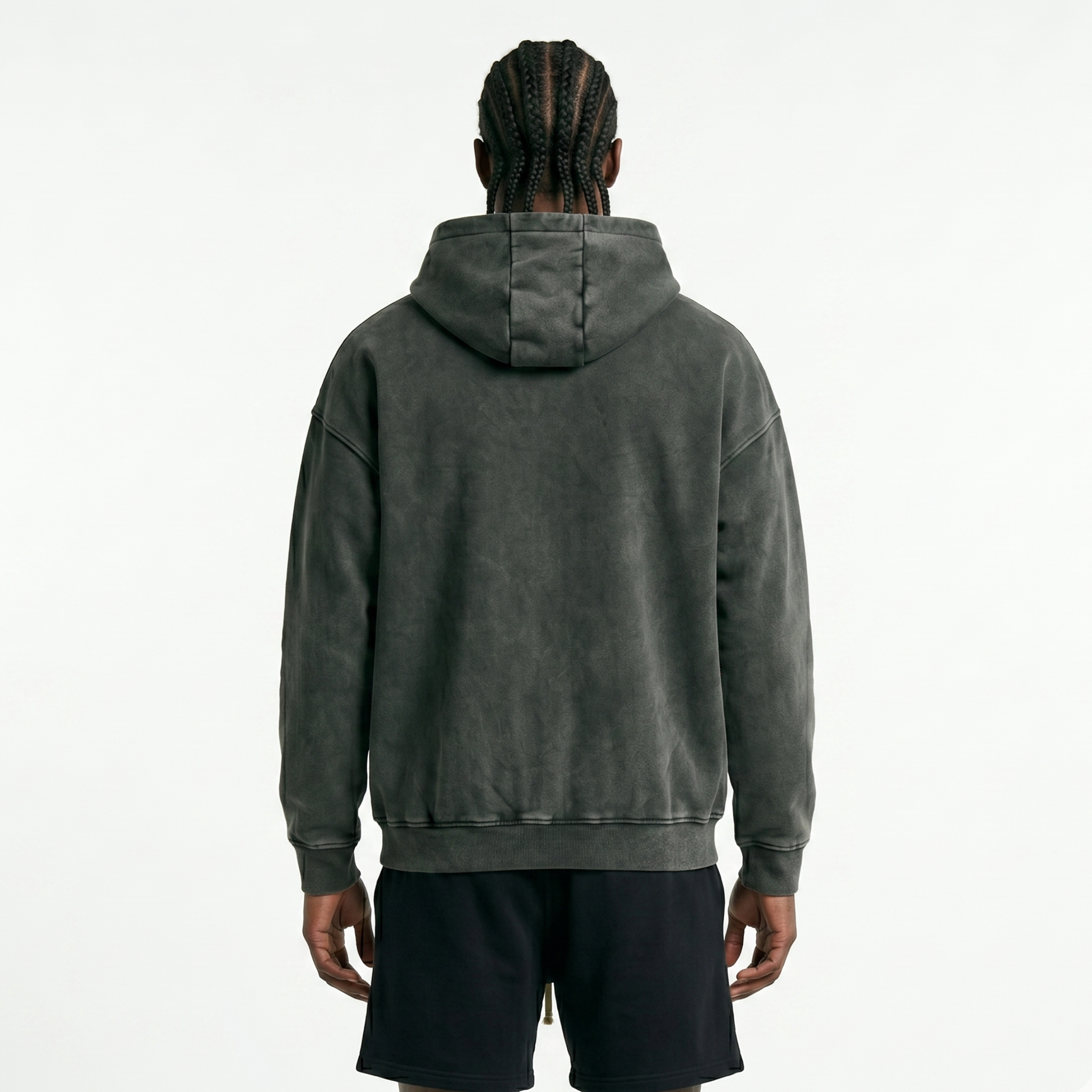 Snow Washed Zip-Through Fleece Hoodie